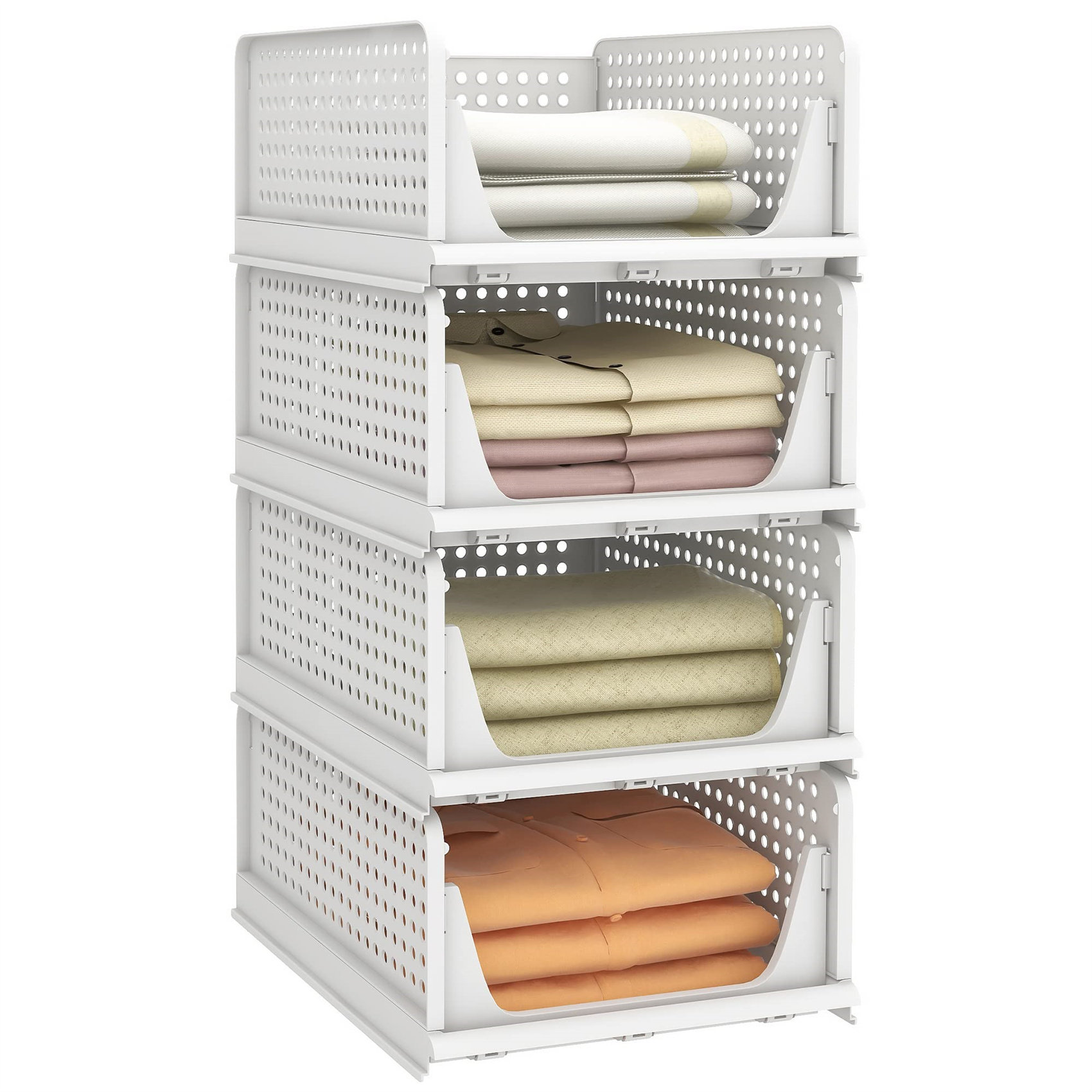 Ebern Designs Foldable Clothes Storage Bins Box Stackable Metal Frame Closet  Organizer & Reviews