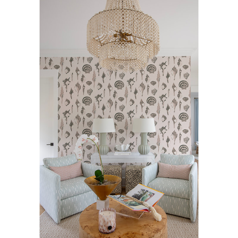 Sullivan’s Island Shells Serene Sky Wallpaper by Megan Molten, Premium Paper, Blush