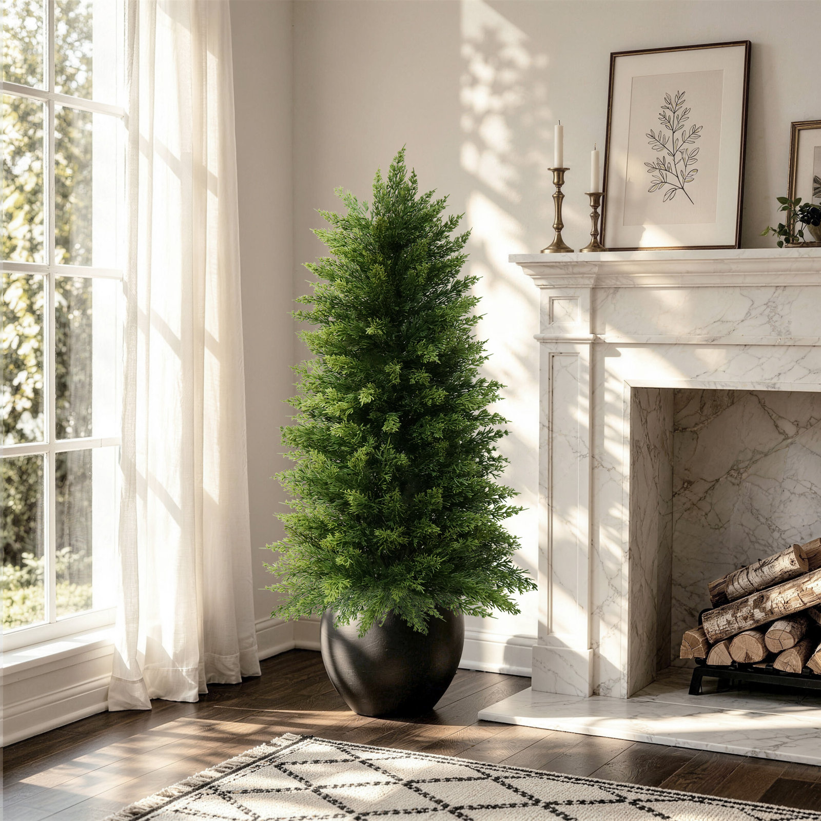 Cypress Topiary in Pot, 38'' H x 21'' W x 18'' D, 2