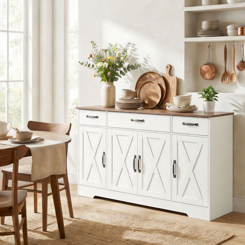 Buffet, armoire de cuisine 55 po, blanc