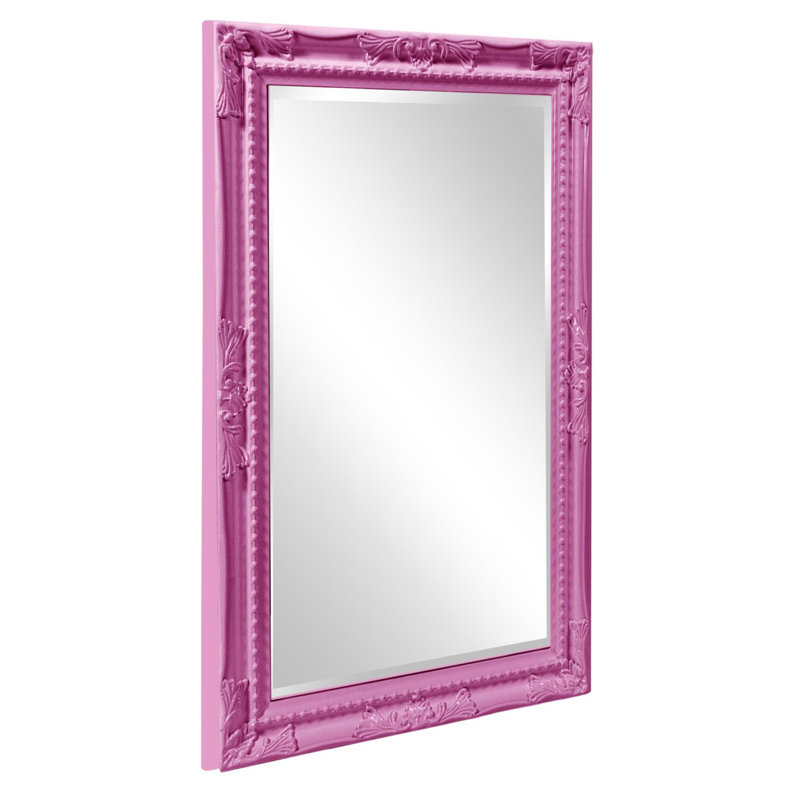 Miroir d'appoint biseauté traditionnel, Rose vif brillant