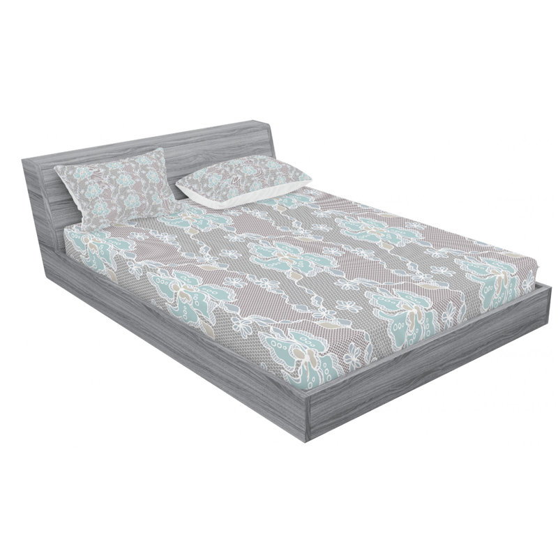 Microfiber Floral Sheet Set, Queen Sheet Set with Fitted Sheet