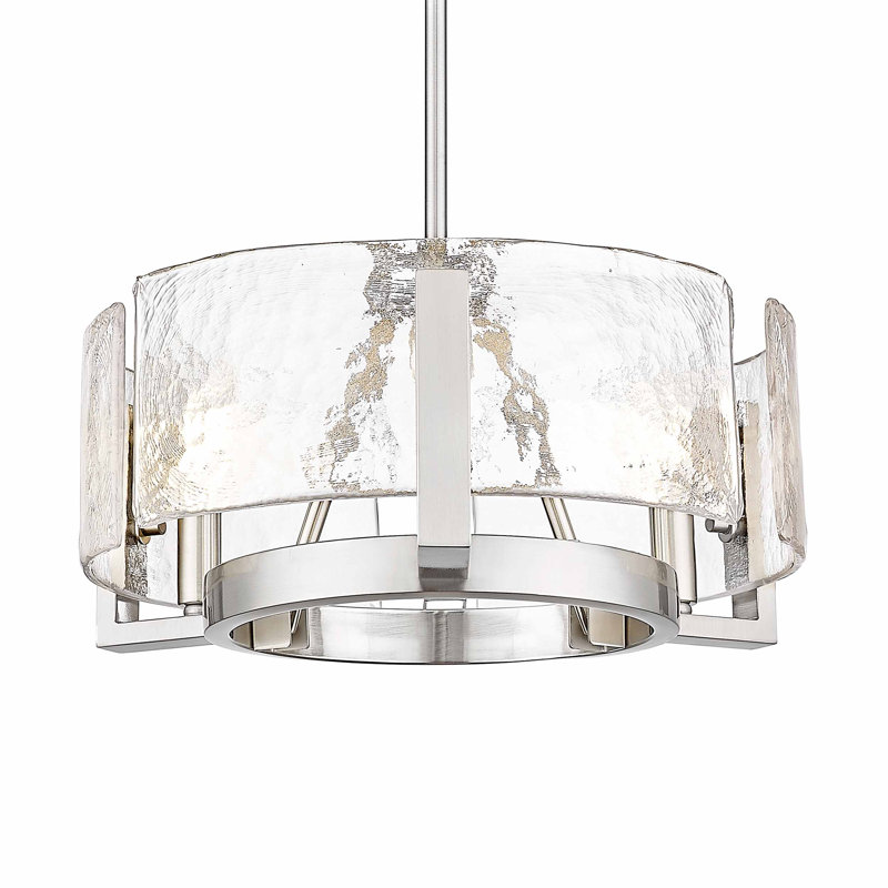 Lustre Aenon avec verre d'eau martelé, 3, H 58 po x l 16,5 po x P 16,5 po, Étain