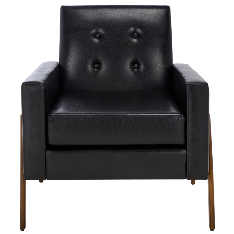 Manriquez Faux Leather Armchair, Black Faux Leather