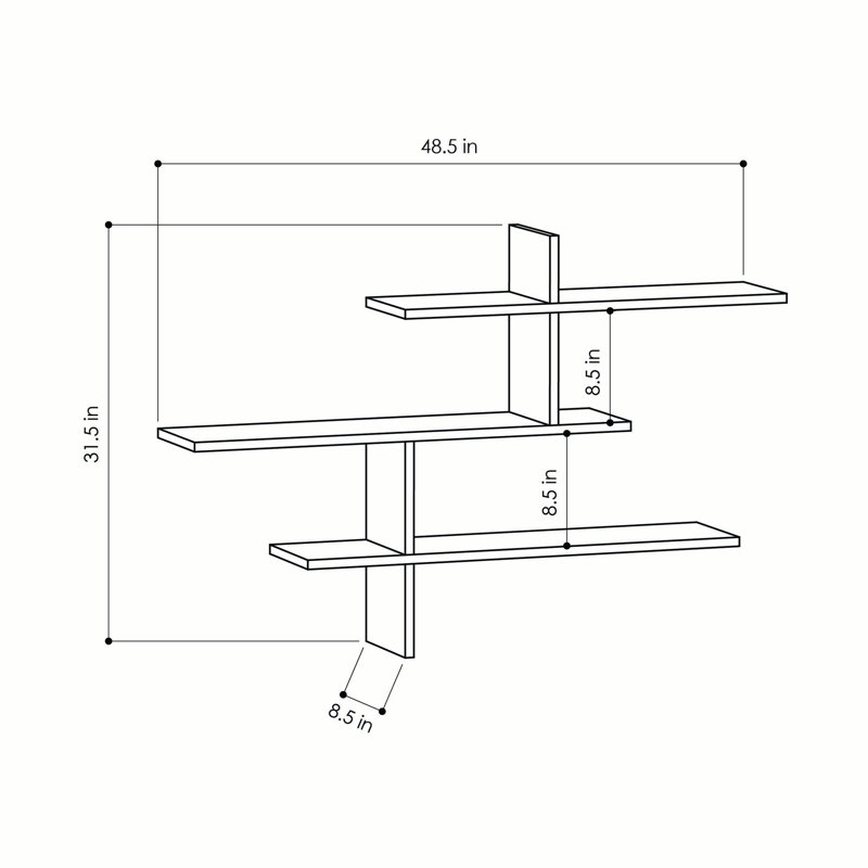 Girouard 3 Piece Floating Shelf, Anthracite