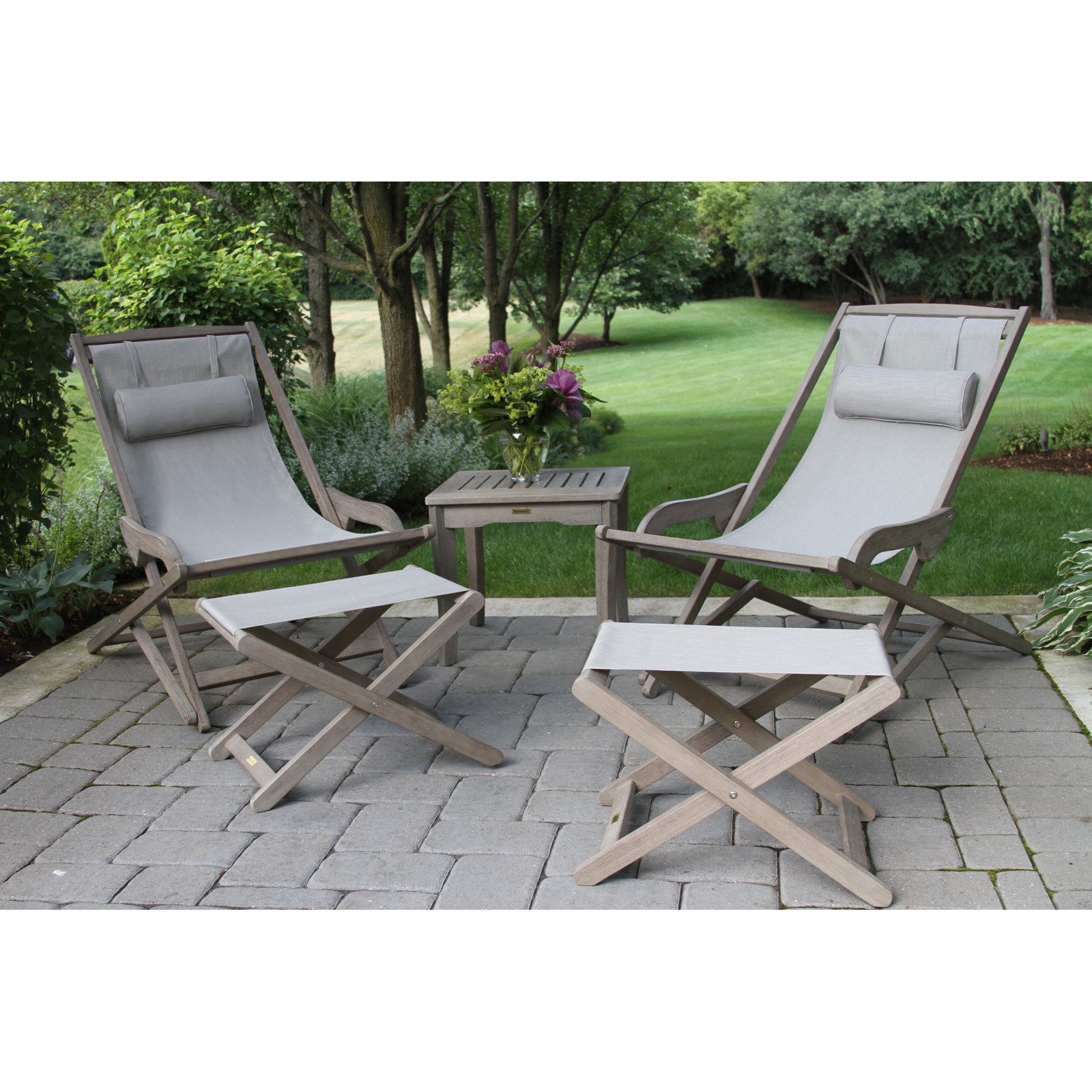 Fitzhugh Folding Beach Chair with Cushion, Gray