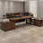 Brown L-Shaped Solid Wood with 3 drawers Executive Desk-117867041-117867045