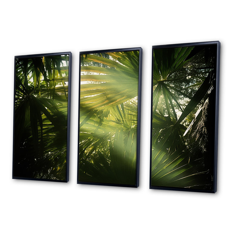 Jungle S Verdant Embrace II - ensemble d'art mural sur toile Jungle, H 28 po x l 36 po x P 1 po, Cadre flottant noir