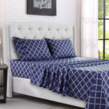 Lux Decor Collection 4 Pc Soft Microfiber Bed Sheets Set Geometric Quatrefoil Bedding