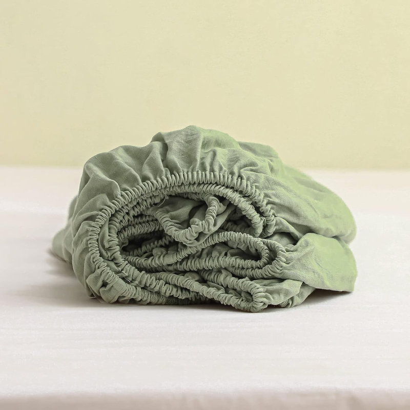 Linen Fitted Sheet, Full Fitted Sheet, Sage Green