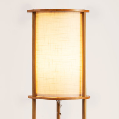 63.8" Column Floor Lamp With Solid Wood Shelves(Bulb Included)