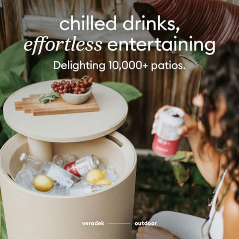 Cooler Side Table – 2-In-1 Outdoor Patio Side Table W/Cooler | Insulated 40L Capacity | Modern Accent Décor For Hosting, BBQ, Poolside
