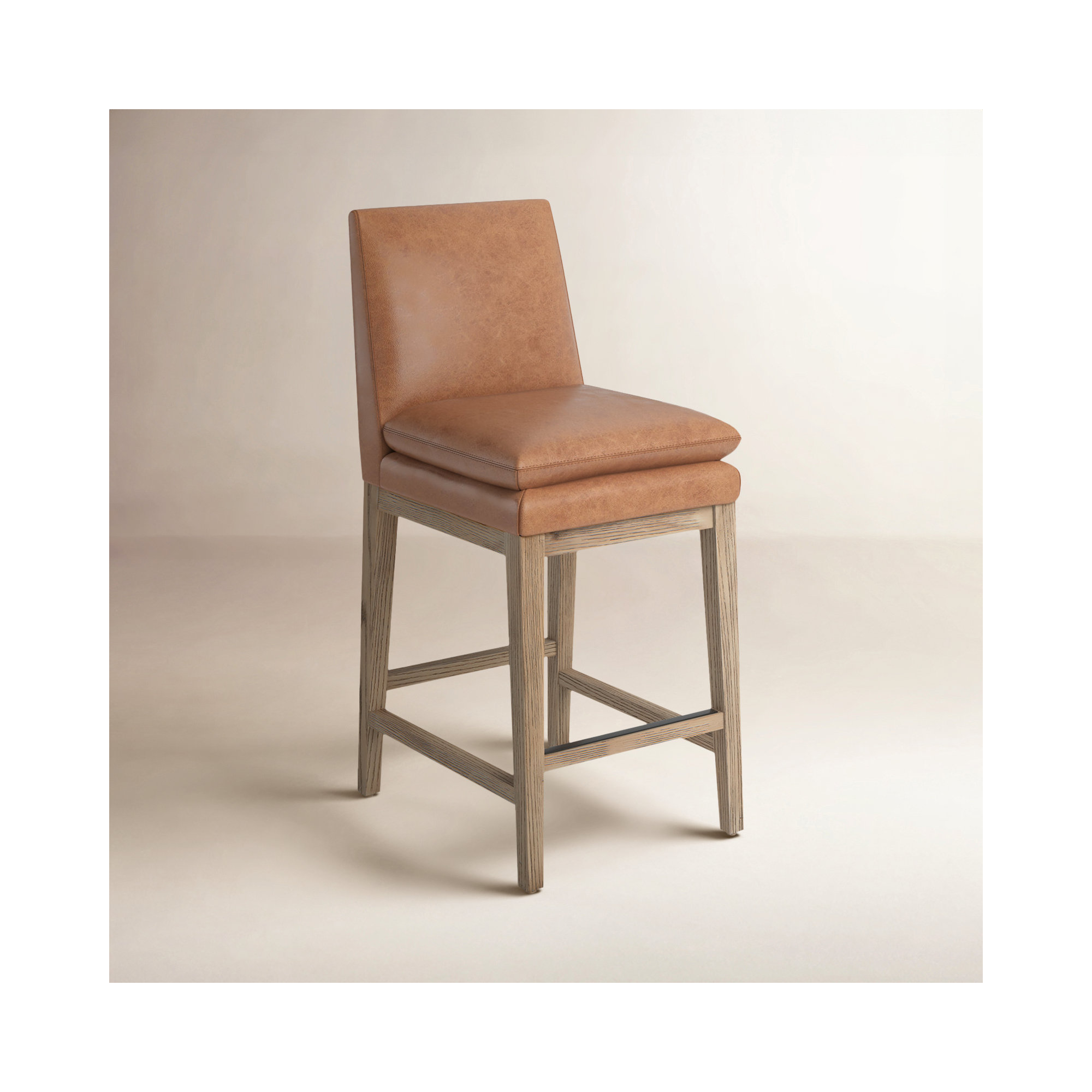 Bethea Upholstered Counter Stool, Marseille Saddle Top Grain Leather