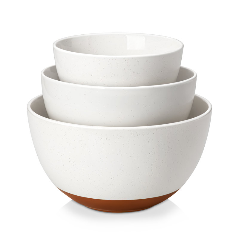 3-Piece Sesame Glaze Stoneware Mixing Bowl Set
