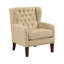 Fauteuil à oreilles classique rembourré beige-1315666781