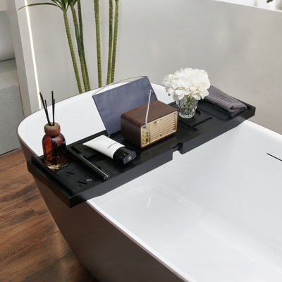 Ensemble de plateau et de boule de bain en bambou noir