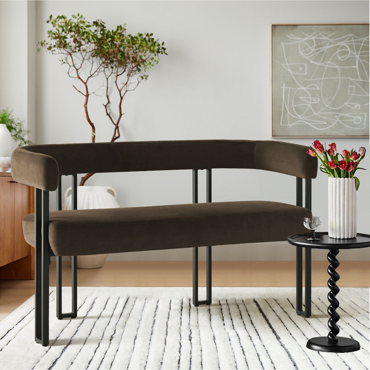 48.5''  Velvet Upholstered  Frame Arm Loveseat for 2-Person