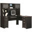 Bureau de direction en L avec classeur mobile, grand bureau d'ordinateur avec tiroirs et tablettes de rangement, brun rustique-1358014508