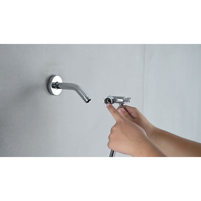 Chrome Square Adjustable Rain Shower Head with Extended Arm