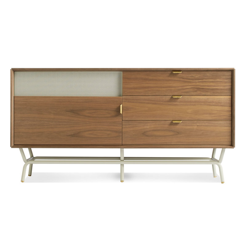 Dang 1 Door / 3 Drawer Console, Walnut/Putty Gray