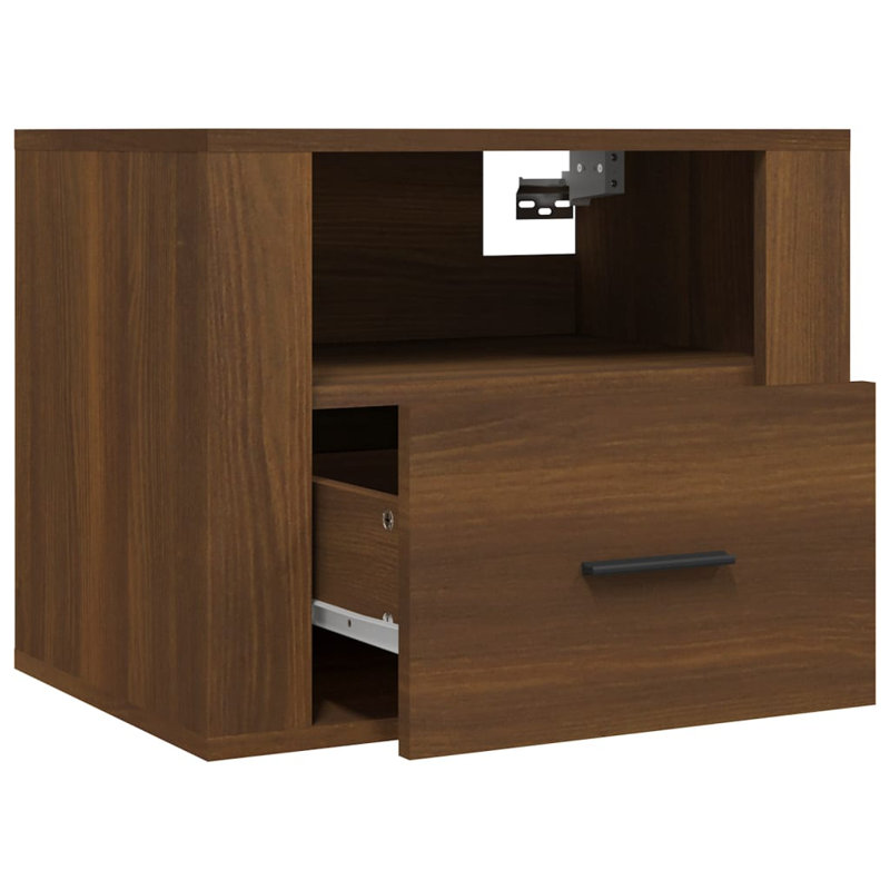 Jalaysia 50cm W Manufactured Wood Bedside Table, Dark Brown, Set of 2