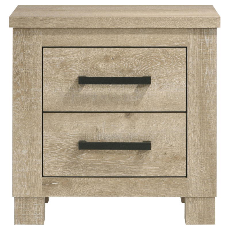 Sansome Weathered Oak 2-Drawer Nightstand Bedside Table