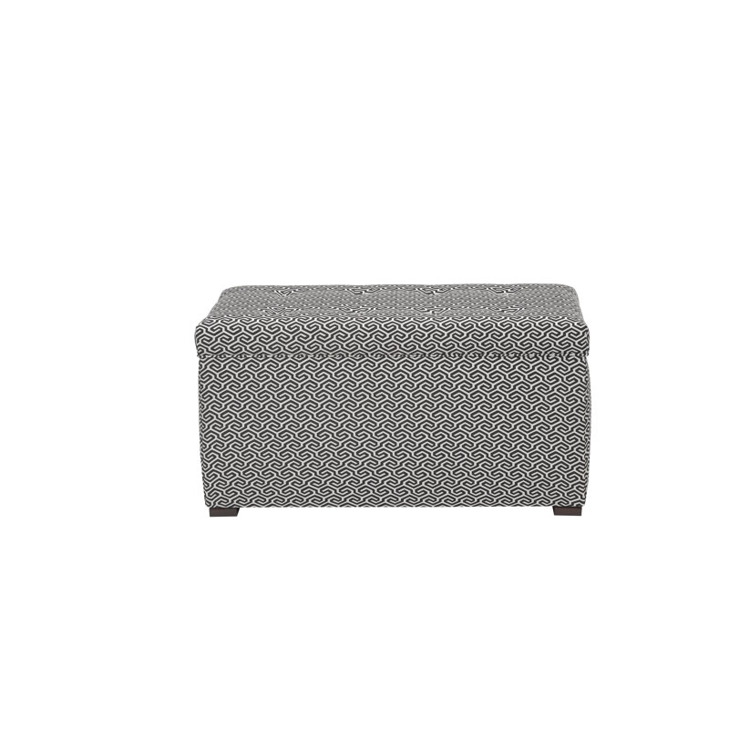 Polyester Upholstered Storage Bench, Black/Cream