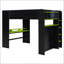Lit double superposé en bois pleine grandeur avec bureau à hauteur réglable, garde-robe et amplement d'espace de rangement, pour la vie compacte et les études-1342780641