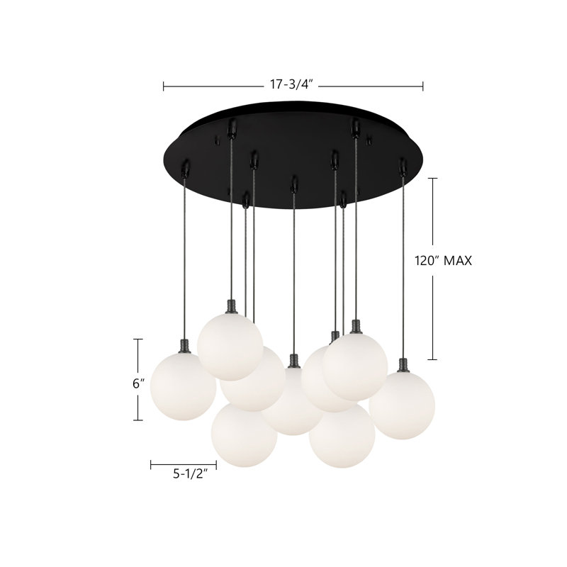Luminaire suspendu multicolore 9 lumières Bolla, 25 W, 9 lumières, Chrome chrome