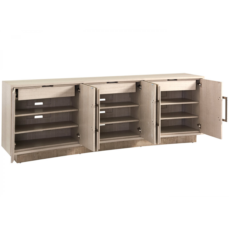 Donovan 100" Dove Gray Eucalyptus Veneer Media Console with Cabinet