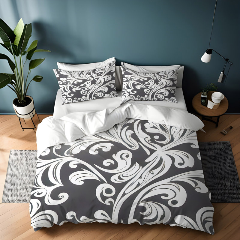 Polyester Floral Duvet Cover, King Duvet Cover + 2 King Shams