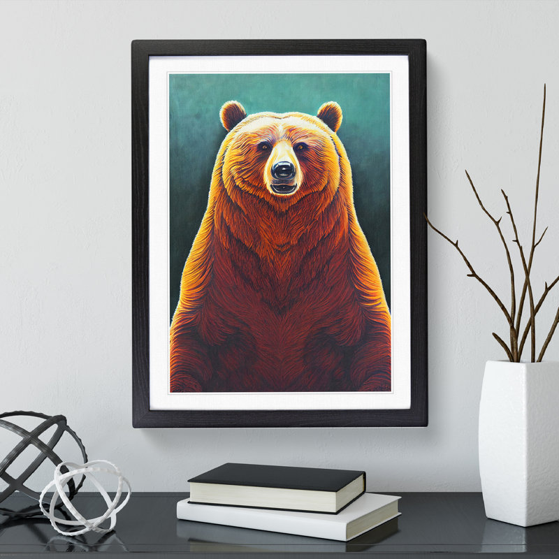 XV1022-2389X Great Grizzly Bear No.3 - Single Picture Frame Print, Black, 64cm H x 46cm W