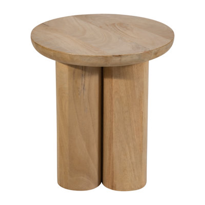 Natural Wood Round Side Table for Home Decor - Modern Sculptural Accent Table for Living Room, Bedroom, Functional Narrow End Table Design - 18"
