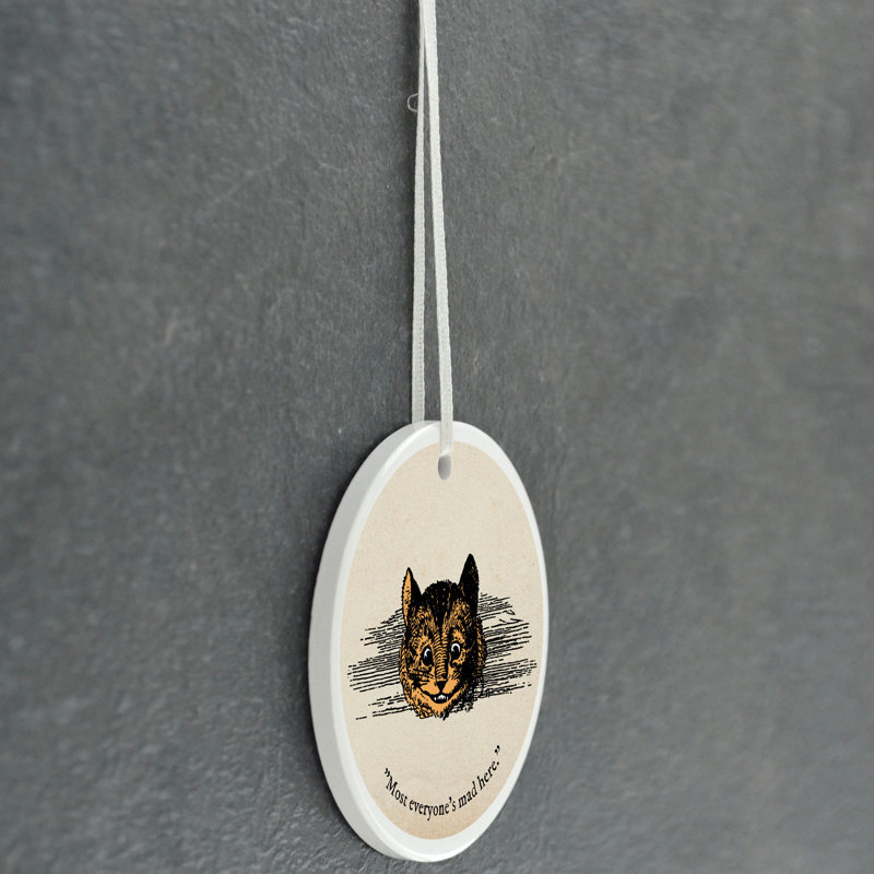 Cheshire Cat Mad Alice In Wonderland Circle Shaped Ceramic Ornament Bauble