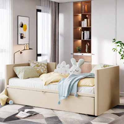Upholstered Daybed with Pop Up Trundle Amala
