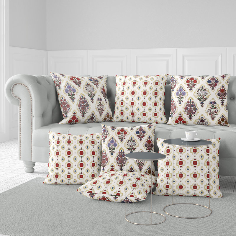 Mughal Court Lattice Indoor/Outdoor 16x16, Square 16", Cream/Terracotta