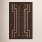 Hand Tufted Wool Geometric Area Rug in Brown