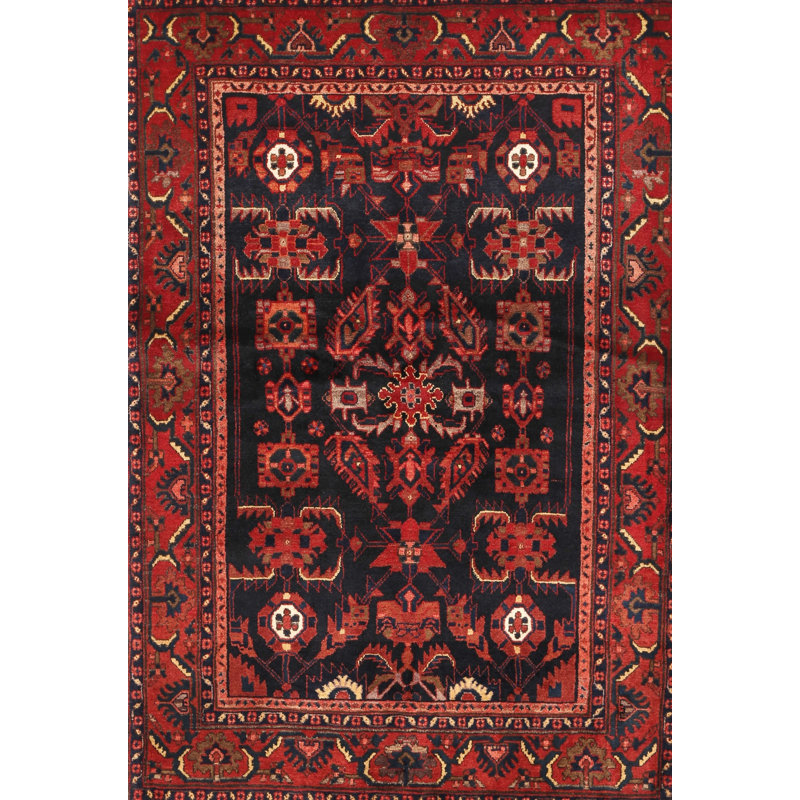 Tapis à motif oriental rouge / noir, Rectangle 7 pi x 9 pi