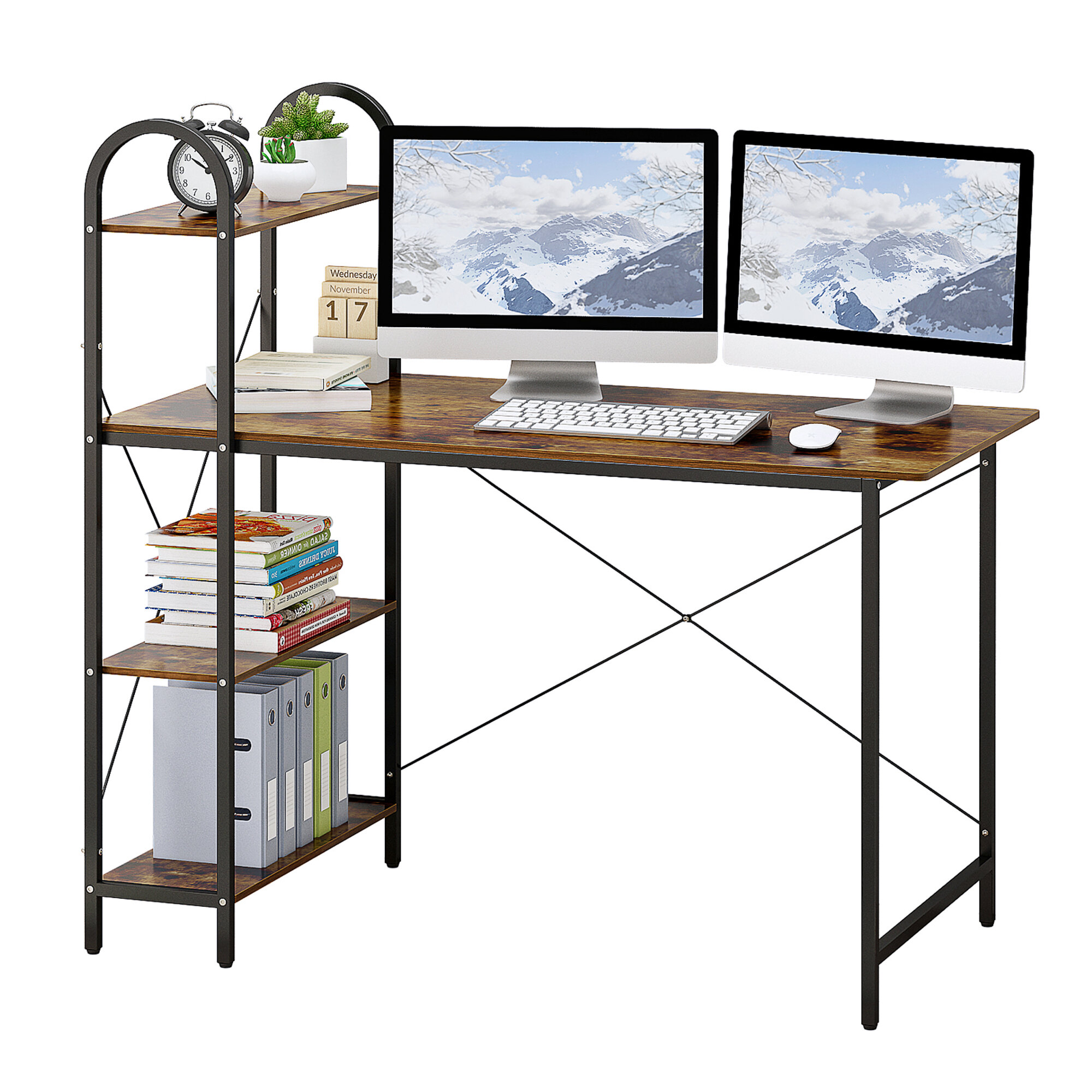 17 Stories Home Office Computer Desk With 4 Tier Storage Open Shelves ...