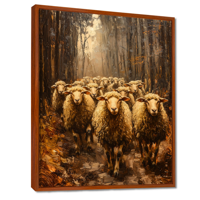 Décoration murale mouton Dontaz Minimalisme Woolly Wanderers III - Mouton, H 32 po x l 24 po, Impression encadrée flottante