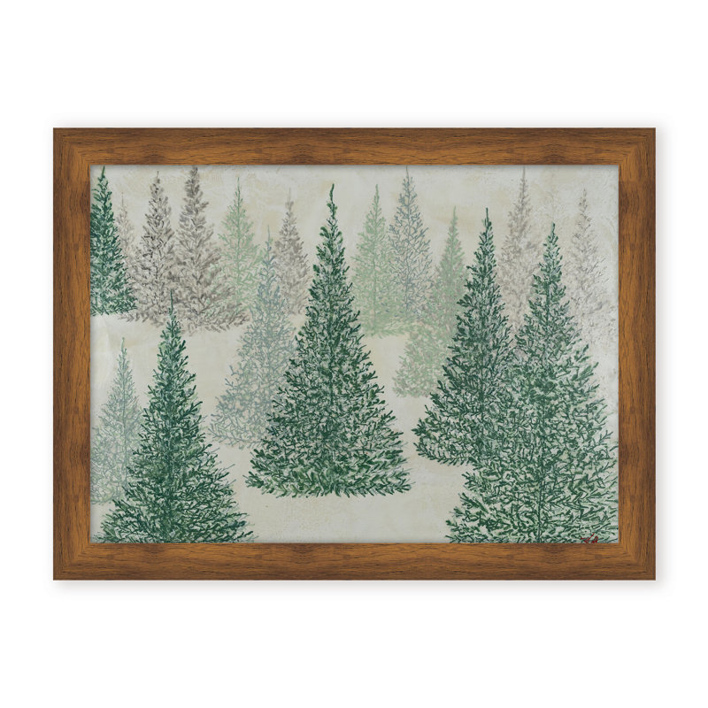 Nature Inspired "Ethereal Pines" Canvas Wall Art By Karen Biery, 12" H x 16" W x 2.375" D, Framed Canvas, Brown