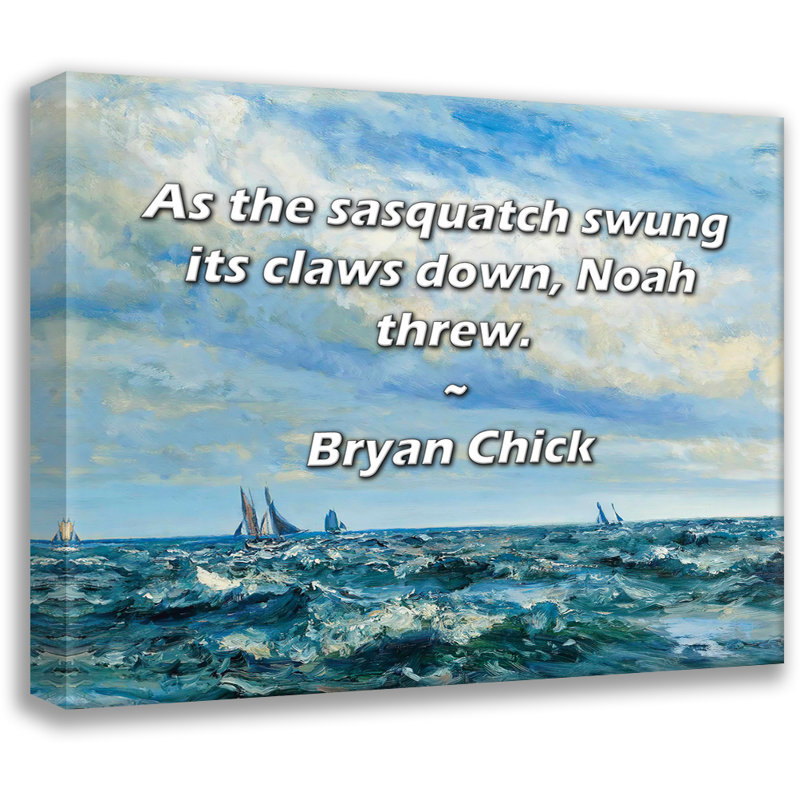 Astoria Grand Gallery Wrapped Canvas By Bryan Chick: "As the sasquatch swung its claws down, Noah thr, 17" H x 24" W