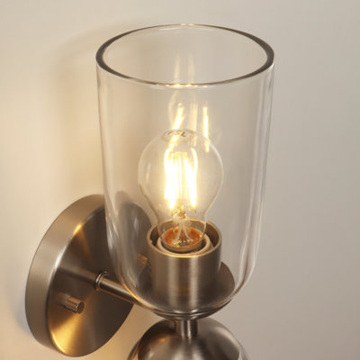 2-Light Cylinder Wall Sconce For Bathroom