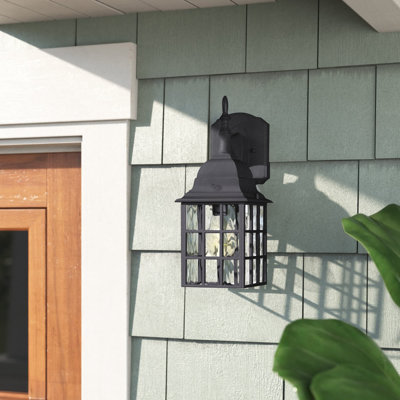 Edenfield Outdoor Wall Lantern Sconce Dusk to Dawn Metal& Glass Shade