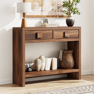 Wood Console Table With 2 Drawers, Sofa Table For Hallway, Entryway, Living Room