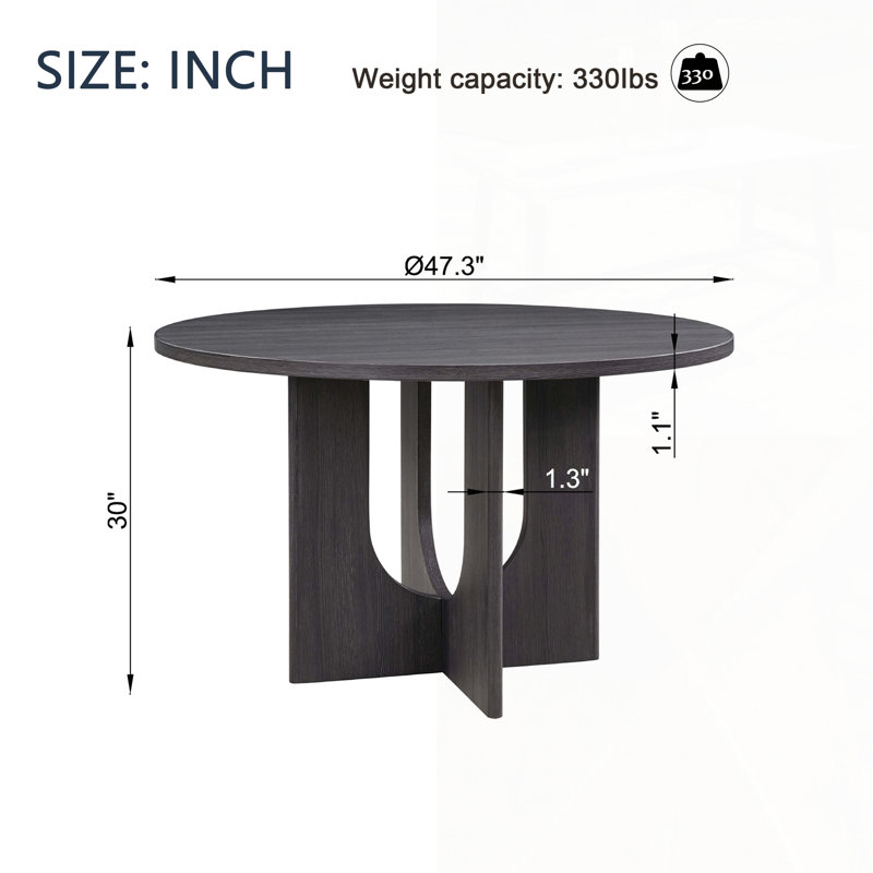 Table de salle à manger ronde moderne pour 4, style maison de campagne pour les espaces compacts et les rassemblements confortables
