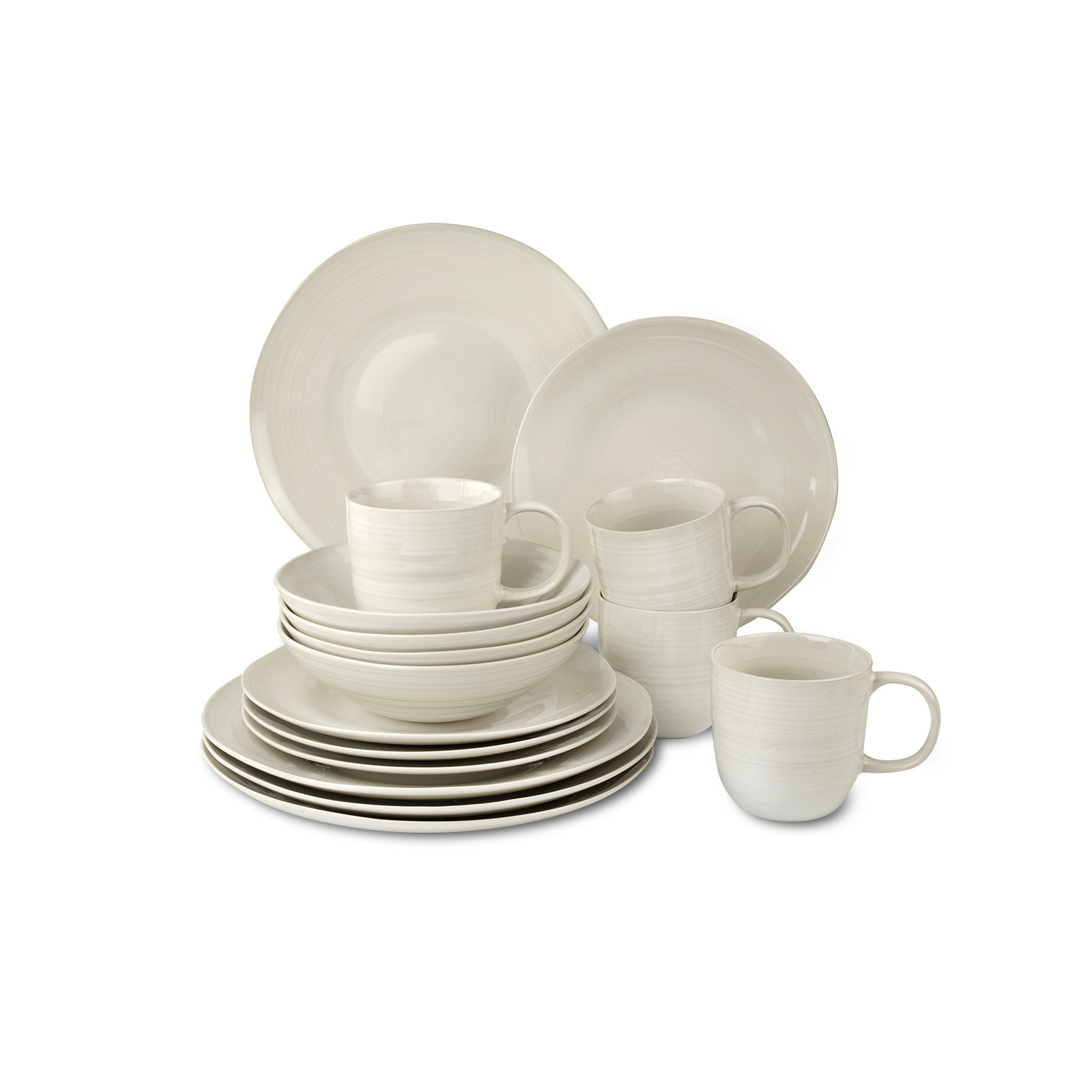 Neree Reactive Glaze 16 piece Stoneware Dinnerware Set (Mug Assorted)