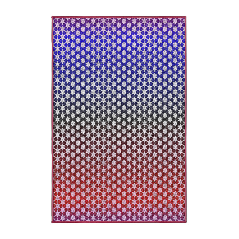 Tapis rose/bleu tissé à la machine, Rectangle 7 pi x 9 pi