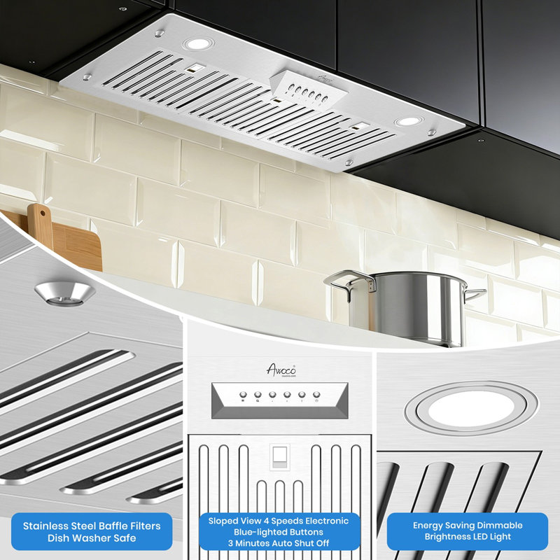 36" 800 CFM Ducted Insert Range Hood In Stainless Steel