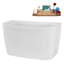47" Streamline Soaking Acrylic Freestanding Bathtub, Bamboo Tray, Drain-103682629